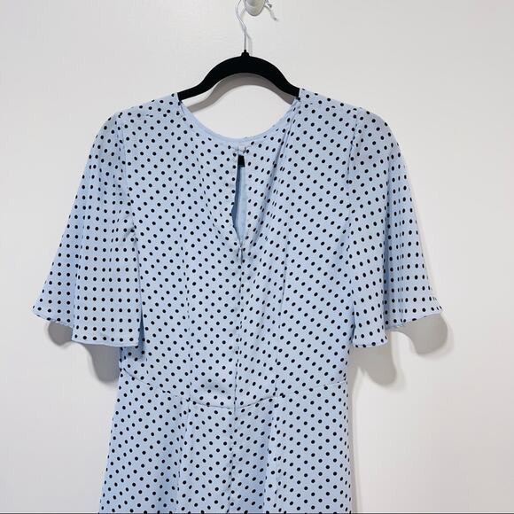 Who What Wear Blue Polkadots Flutter Sleeve Midi Dress Size S - Picture 8 of 12
